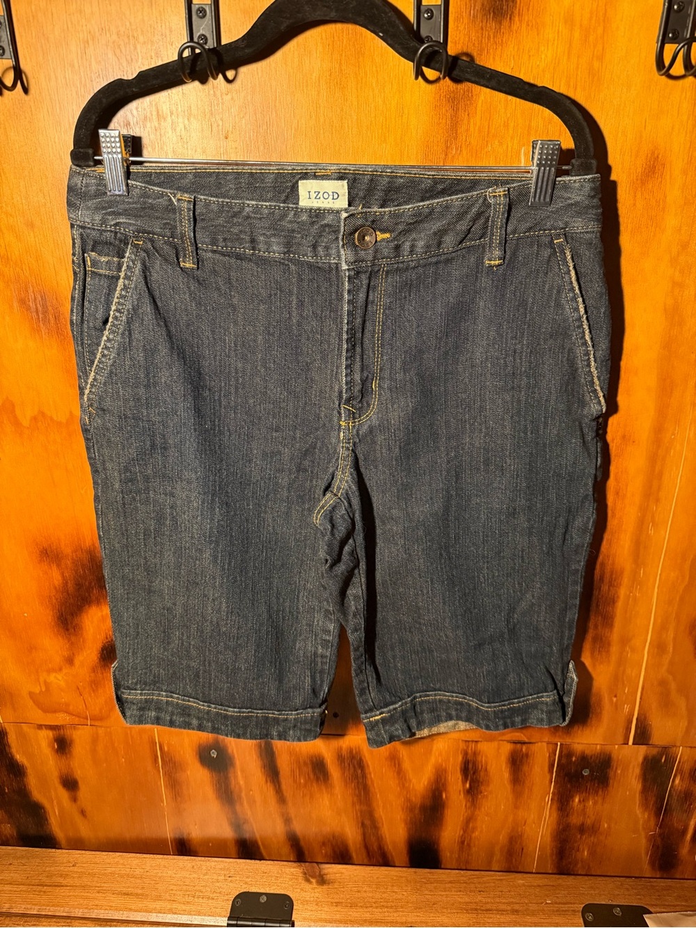 Izod Dark Blue Denim Bermuda Shorts